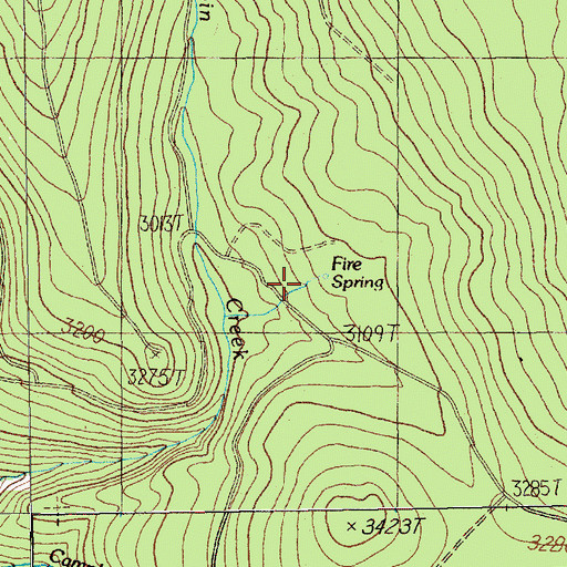 Topographic Map of Fire Spring, OR