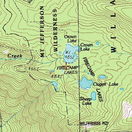 Topographic Map of Firecamp Lakes, OR