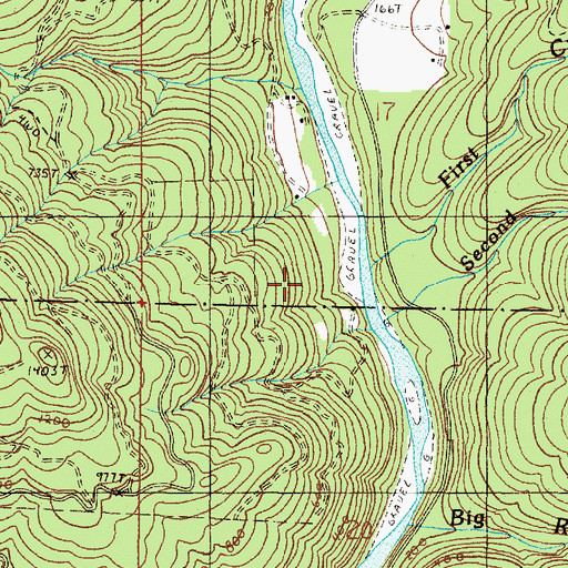 Topographic Map of First Creek, OR