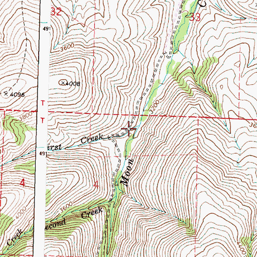 Topographic Map of First Creek, OR