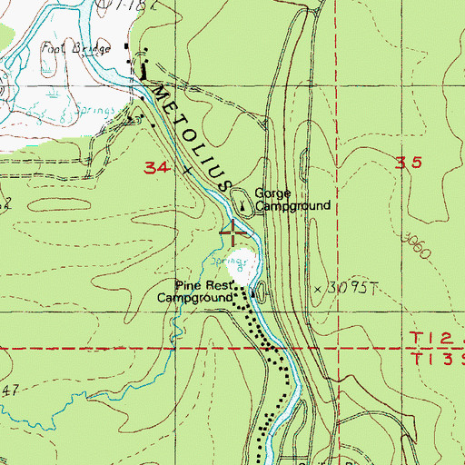 Topographic Map of First Creek, OR