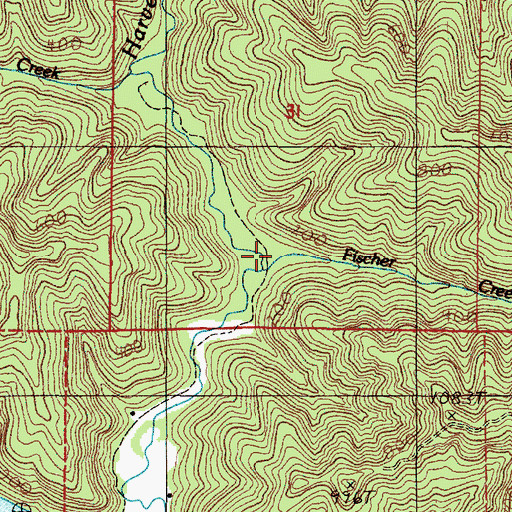 Topographic Map of Fischer Creek, OR