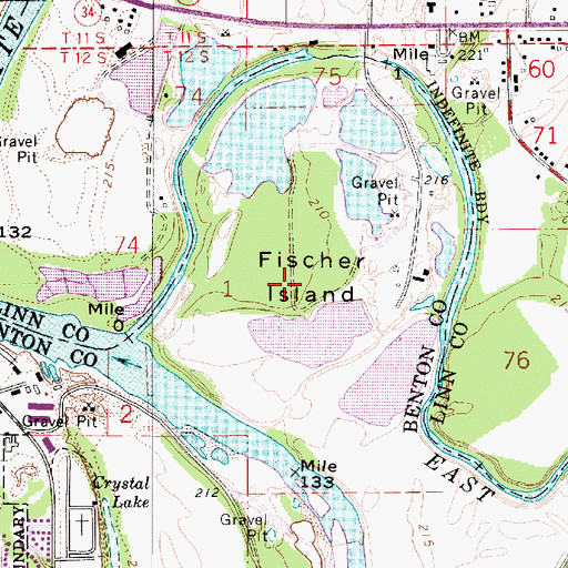 Topographic Map of Fischer Island, OR