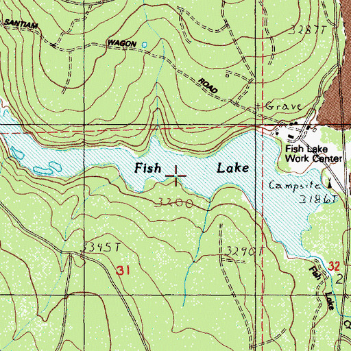 Topographic Map of Fish Lake, OR