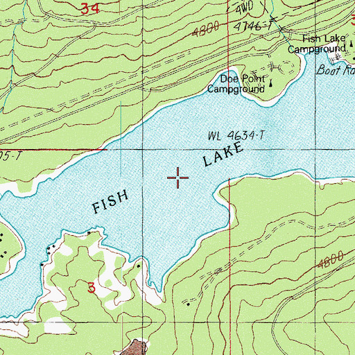 Topographic Map of Fish Lake, OR