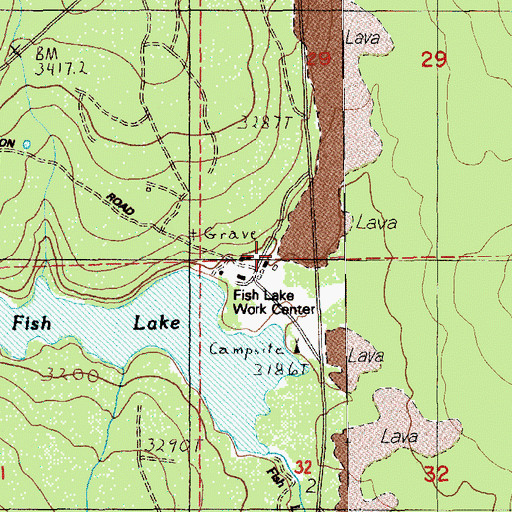 Topographic Map of Fish Lake Recreation Site, OR