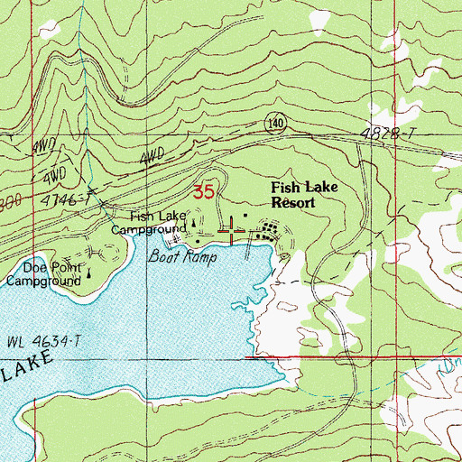 Topographic Map of Fish Lake Resort, OR