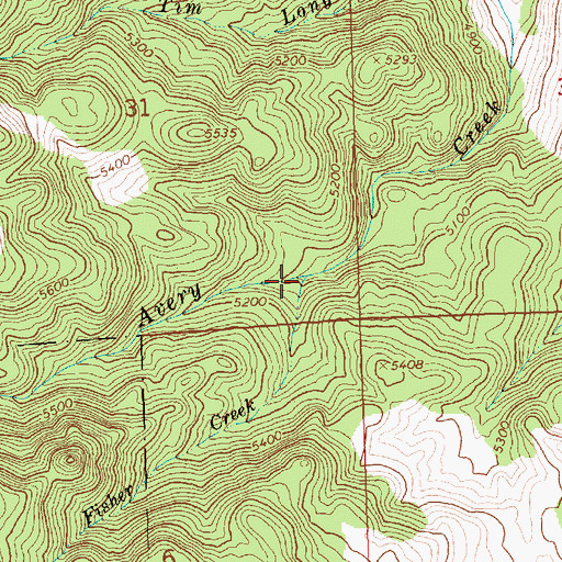 Topographic Map of Fisher Creek, OR