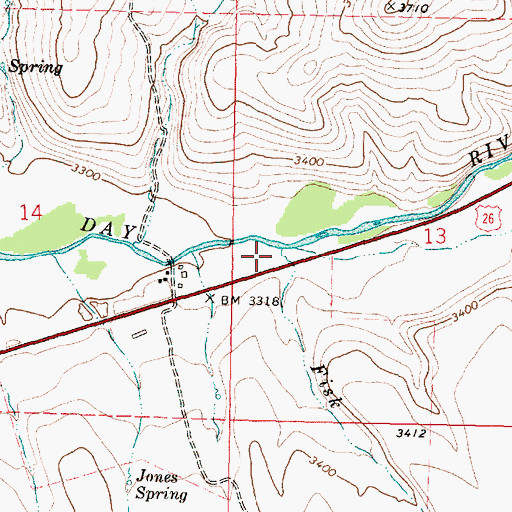 Topographic Map of Fisk Creek, OR