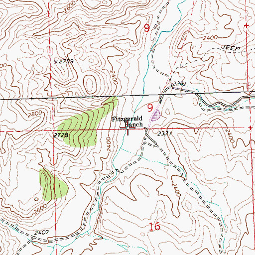Topographic Map of Fitzgerald Ranch, OR