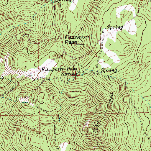 Topographic Map of Fitzwater Pass Spring, OR