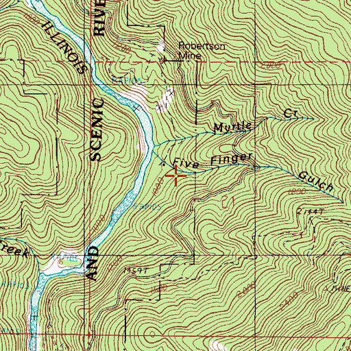 Topographic Map of Five Finger Gulch, OR