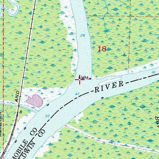 Topographic Map of Big Bayou Canot, AL