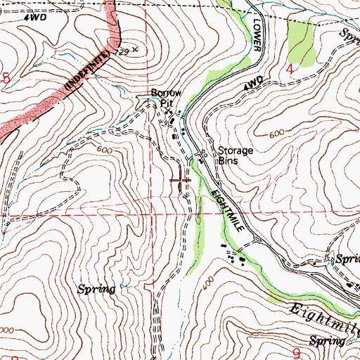 Topographic Map of Fivemile Creek, OR