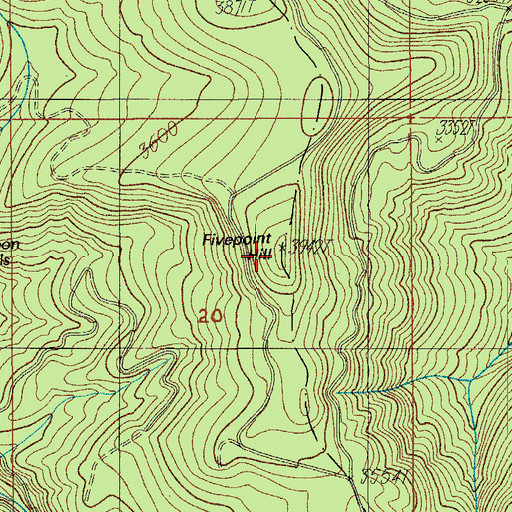 Topographic Map of Fivepoint Hill, OR
