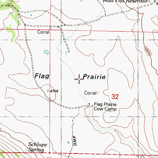 Topographic Map of Flag Prairie, OR