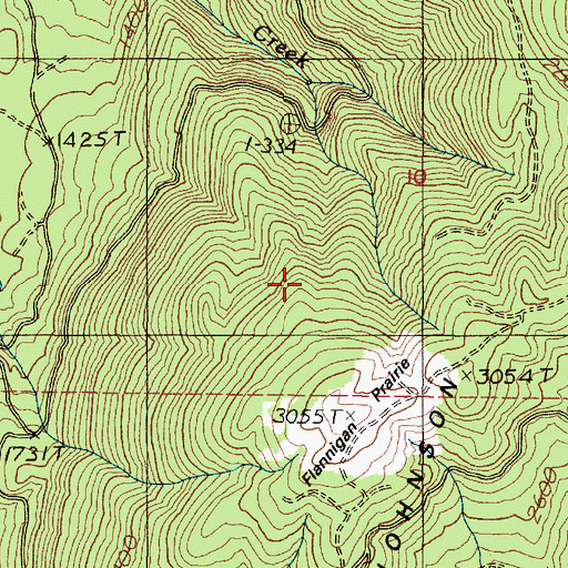 Topographic Map of Flannigan Prairie, OR