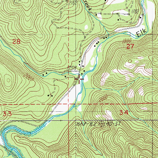 Topographic Map of Flat Creek, OR