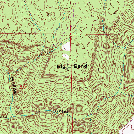 Topographic Map of Big Bend, AL