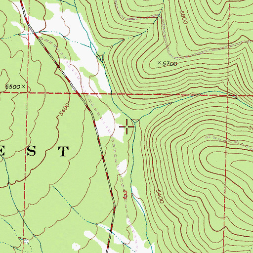 Topographic Map of Flat Creek, OR
