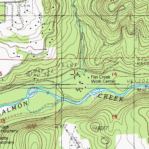 Topographic Map of Flat Creek Work Station, OR