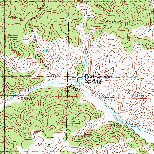 Topographic Map of Flat Creek Spring, OR