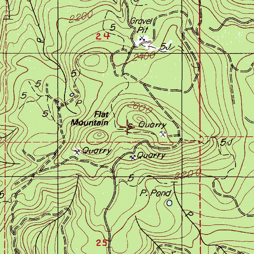 Topographic Map of Flat Mountain, OR
