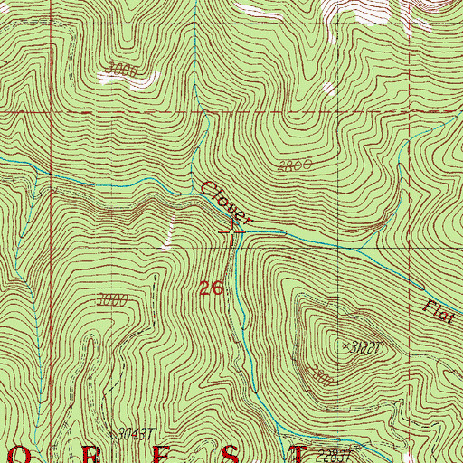 Topographic Map of Flat Rock Branch, OR