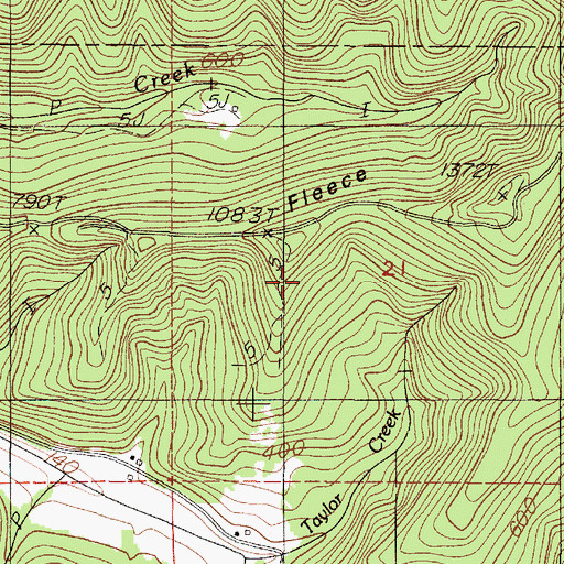 Topographic Map of Fleece Ridge, OR
