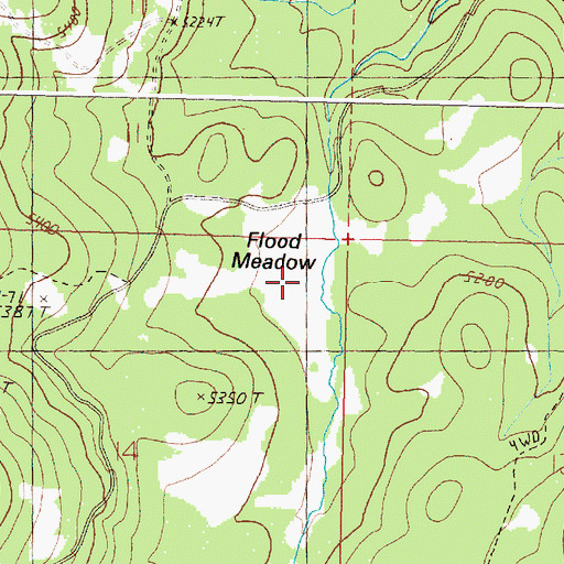 Topographic Map of Flood Meadow, OR
