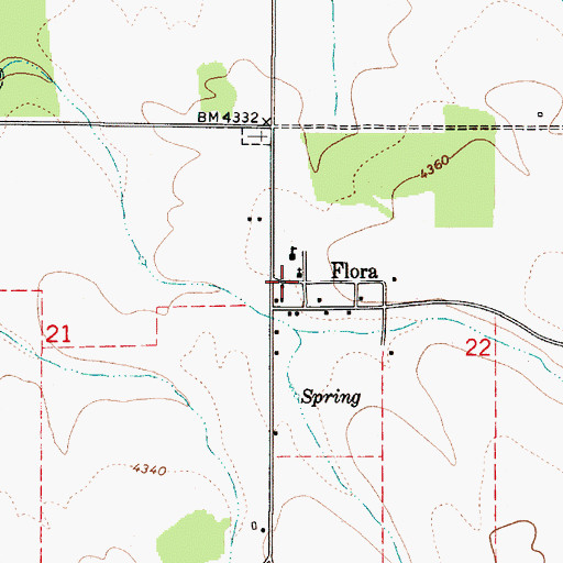 Topographic Map of Flora, OR