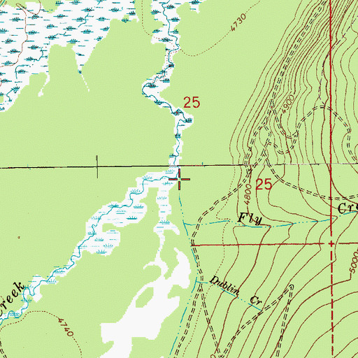 Topographic Map of Fly Creek, OR