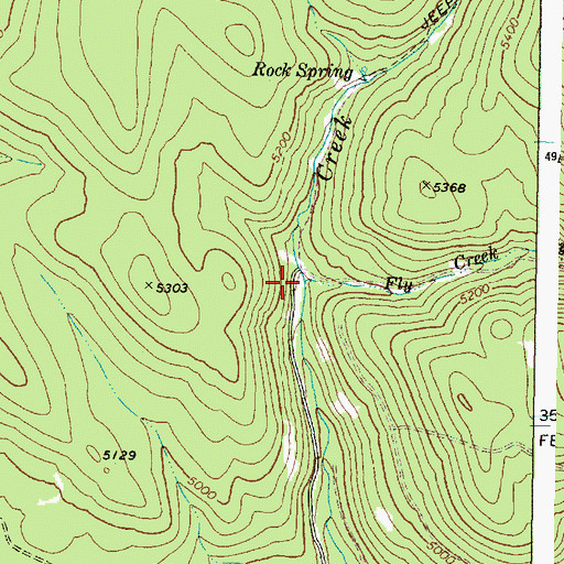 Topographic Map of Fly Creek, OR