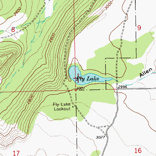 Topographic Map of Fly Lake, OR