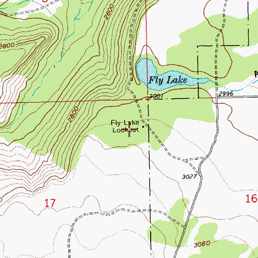 Topographic Map of Fly Lake Lookout, OR