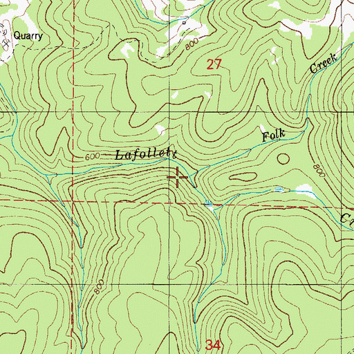 Topographic Map of Folk Creek, OR