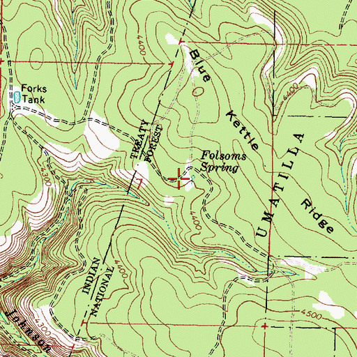 Topographic Map of Folsoms Spring, OR