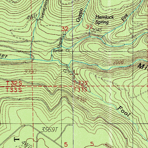 Topographic Map of Foot Creek, OR