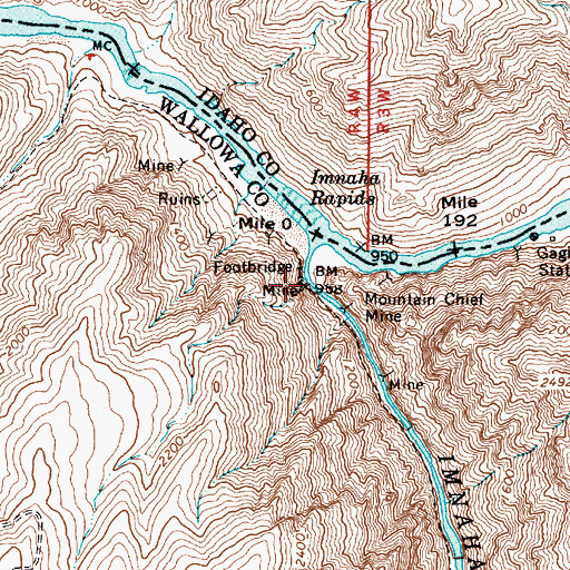 Topographic Map of Footbridge Mine, OR