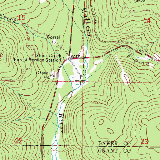 Topographic Map of Fopian Creek, OR