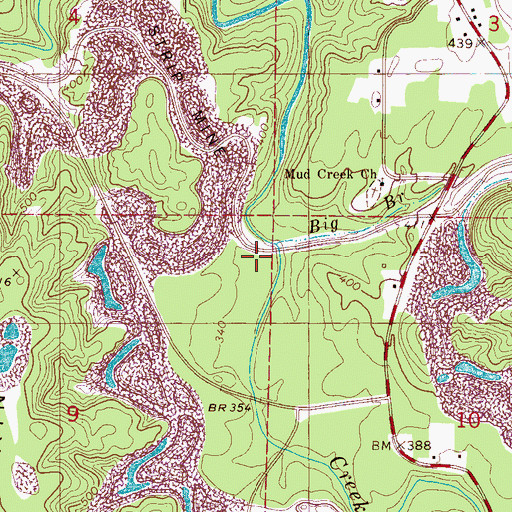 Topographic Map of Big Branch, AL