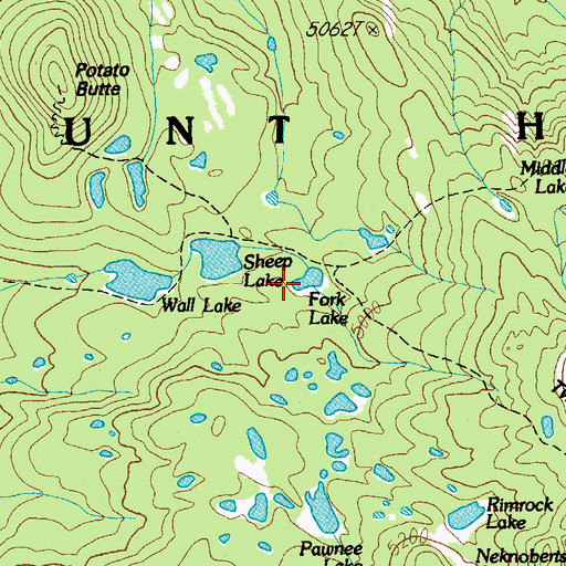Topographic Map of Fork Lake, OR