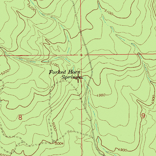 Topographic Map of Forked Horn Springs, OR