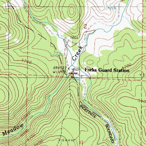 Topographic Map of Forks Guard Station, OR