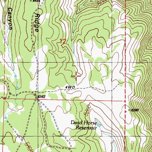 Topographic Map of Forks Reservoir, OR
