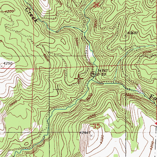 Topographic Map of Forshey Creek, OR