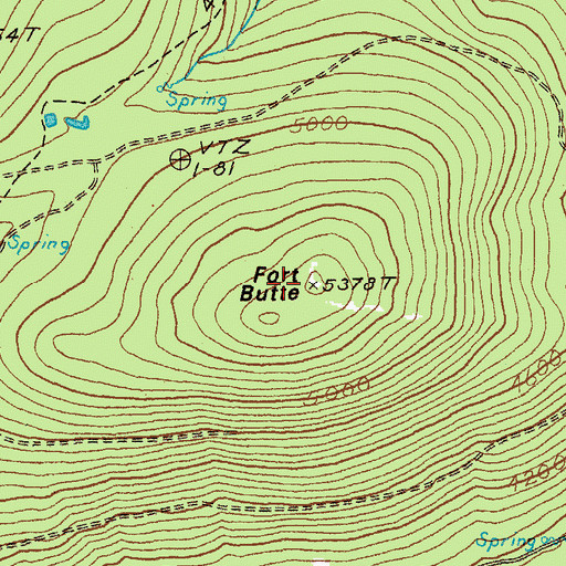 Topographic Map of Fort Butte, OR
