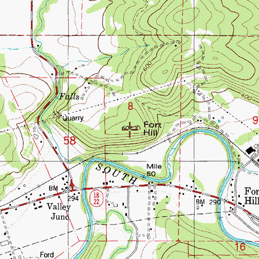Topographic Map of Fort Hill, OR