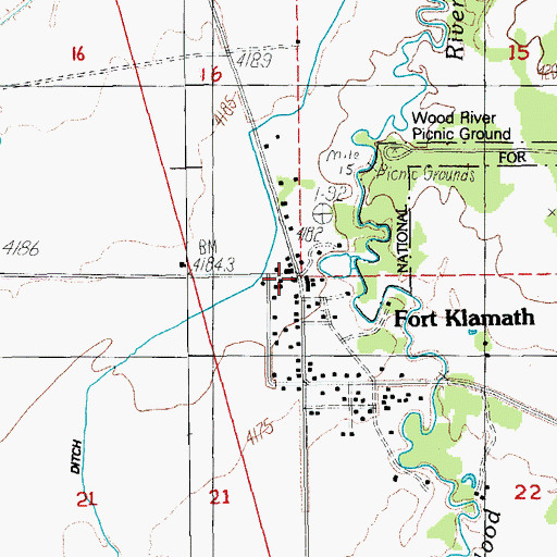 Topographic Map of Fort Klamath, OR