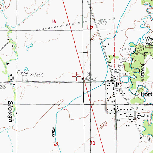 Topographic Map of Fort Klamath Elementary School (historical), OR